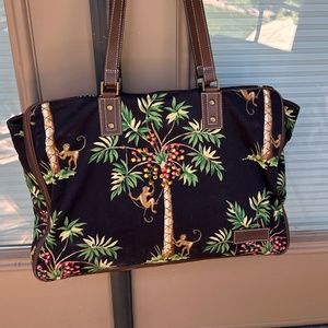 Isabella Fiore Rare Monkey in Palm Tree Large Tote Travel Bag